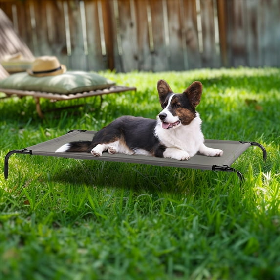 Pefilos 50" Elevated Dog Bed for Medium Dogs, Pet Bed for Outdoor and Indoor with Metal Frame, Gray