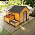 thumbnail image 1 of Pefilos 55" Outdoor Wood Dog House for Small Medium Dogs, Indoor Puppy Shelter with Asphalt Roof, Cabin Style Raised Cat House Shelter, Beige, 1 of 8