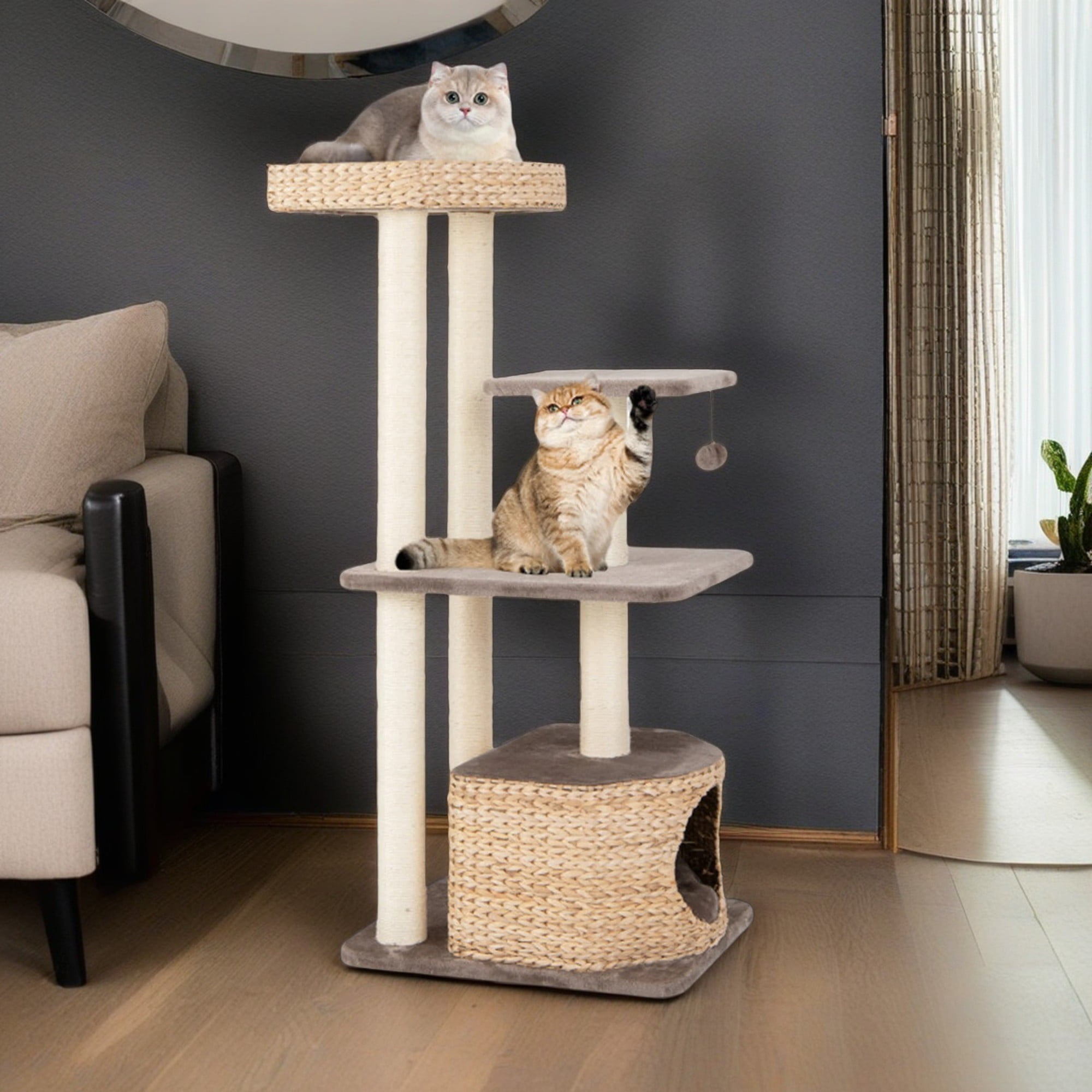 Pefilos 52" Modern Cat Tree Tower for Indoor Cats w/Natural Sisal Scratching Posts, Hand-Woven Condo and Top Perch, Cat Tree House for Kittens Climb Play, Beige Pefilos 52" Modern Cat Tree Tower for Indoor Cats w/Natural Sisal Scratching Posts, Hand-Woven Condo and Top Perch, Cat Tree House for Kittens Climb Play, Beige
