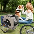 thumbnail image 1 of Pefilos 53" Dog Bike Trailer for Small and Medium Dogs, Pet Stroller Bicycle Carrier w/Hitch, Suspension, Visibility Flag and Reflectors, Gray, 1 of 10