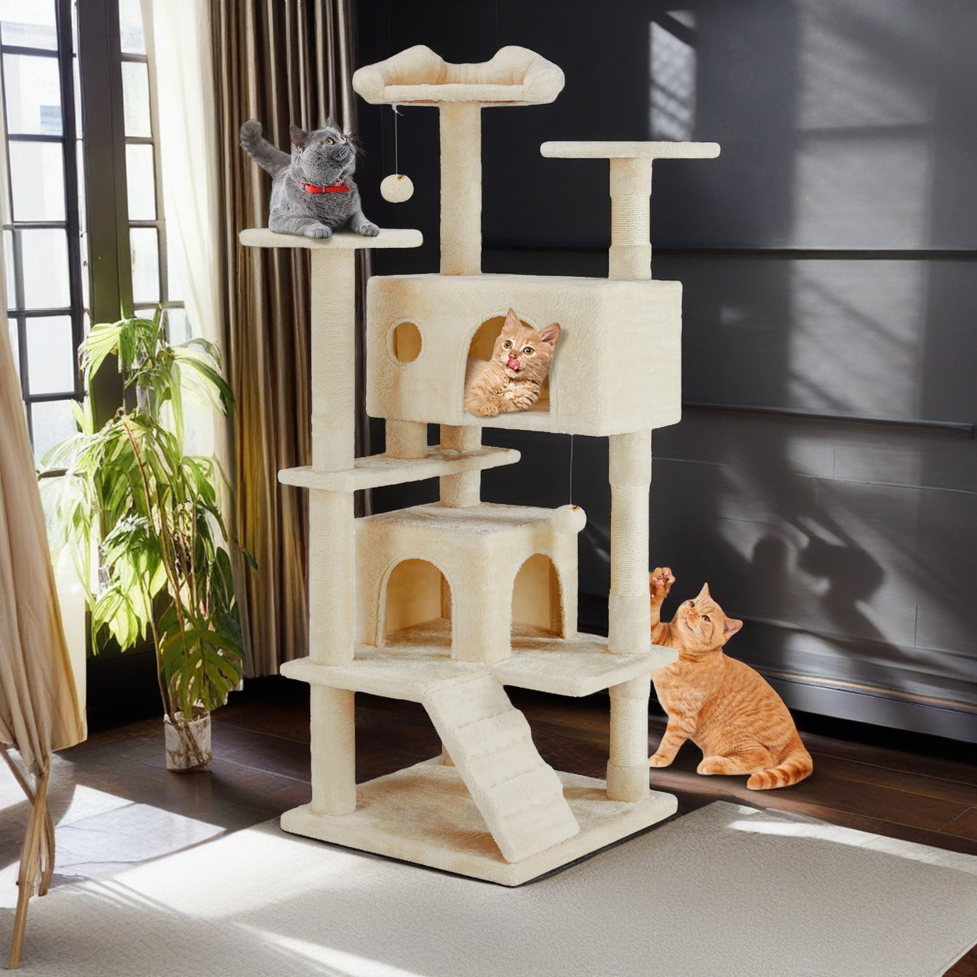 Pefilos 54" Cat Tree Tower for Indoor Cats, Multi-Level Cat Condo Furniture Activity Center with Scratching Posts Kittens Pet Play Cat Tree House, Beige Pefilos 54" Cat Tree Tower for Indoor Cats, Multi-Level Cat Condo Furniture Activity Center with Scratching Posts Kittens Pet Play Cat Tree House, Beige