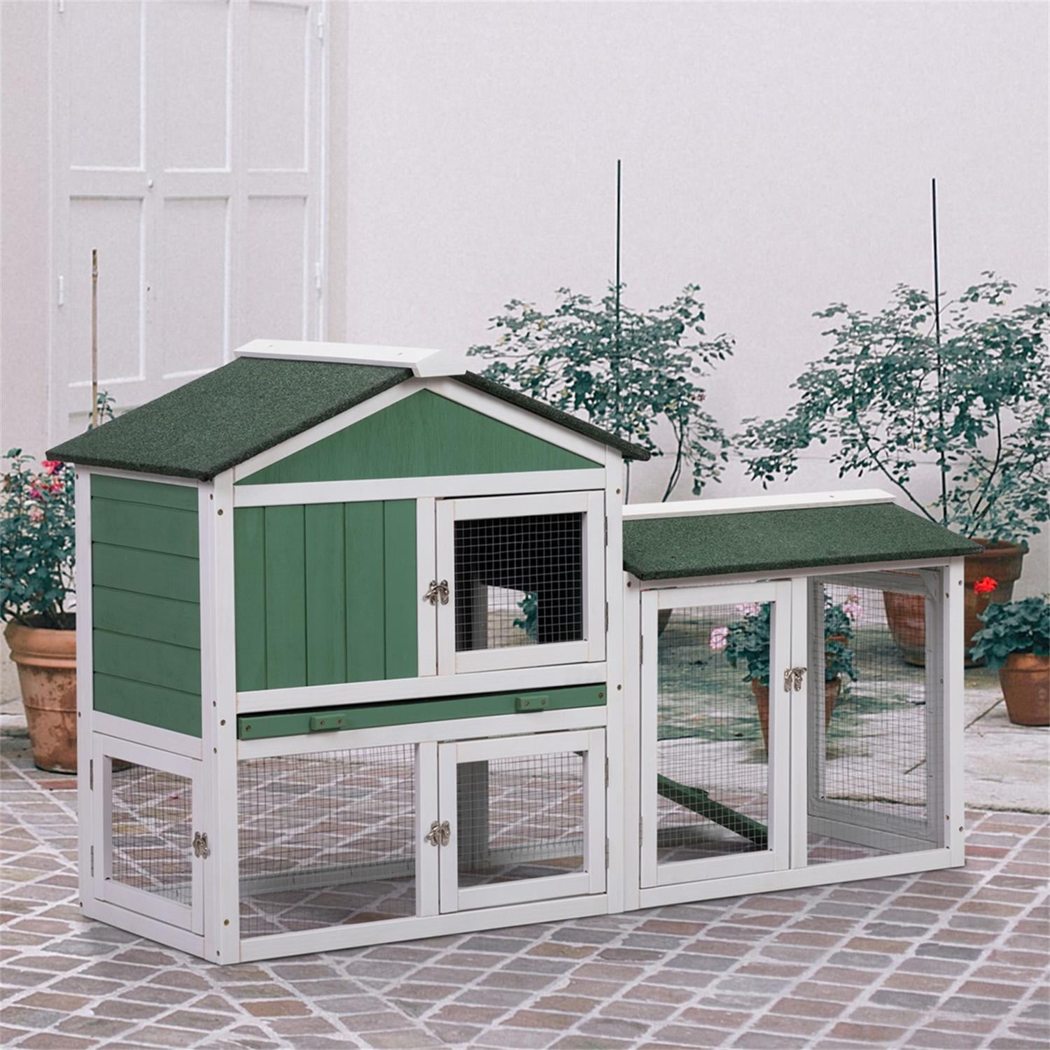 Pefilos 54" Wooden Chicken Coop Habitat, Hen Nest for Outdoors Indoor Bunny Hutch Rabbit Cage Guinea Pig, Green Pefilos 54" Wooden Chicken Coop Habitat, Hen Nest for Outdoors Indoor Bunny Hutch Rabbit Cage Guinea Pig, Green