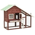 thumbnail image 1 of Pefilos 55" 2 Story Rabbit Hutch Wooden Bunny Cage Poultry Cage, Brown, 1 of 11