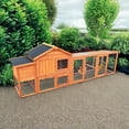 thumbnail image 1 of Pefilos 111.5" Outdoor Chicken Coop Poultry Cage, Large 2-Story Wood Rabbit Hutch for Backyard, Hen House with Nesting Box, Waterproof UV Panel, Orange, 1 of 7