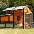 thumbnail image 1 of Pefilos 55" Weatherproof Chicken Coops for Outdoor, Solid Wood Rabbit Hutch with PVC Roof, Hen House with Nesting Boxes for 6-8 Chickens, Orange, 1 of 7