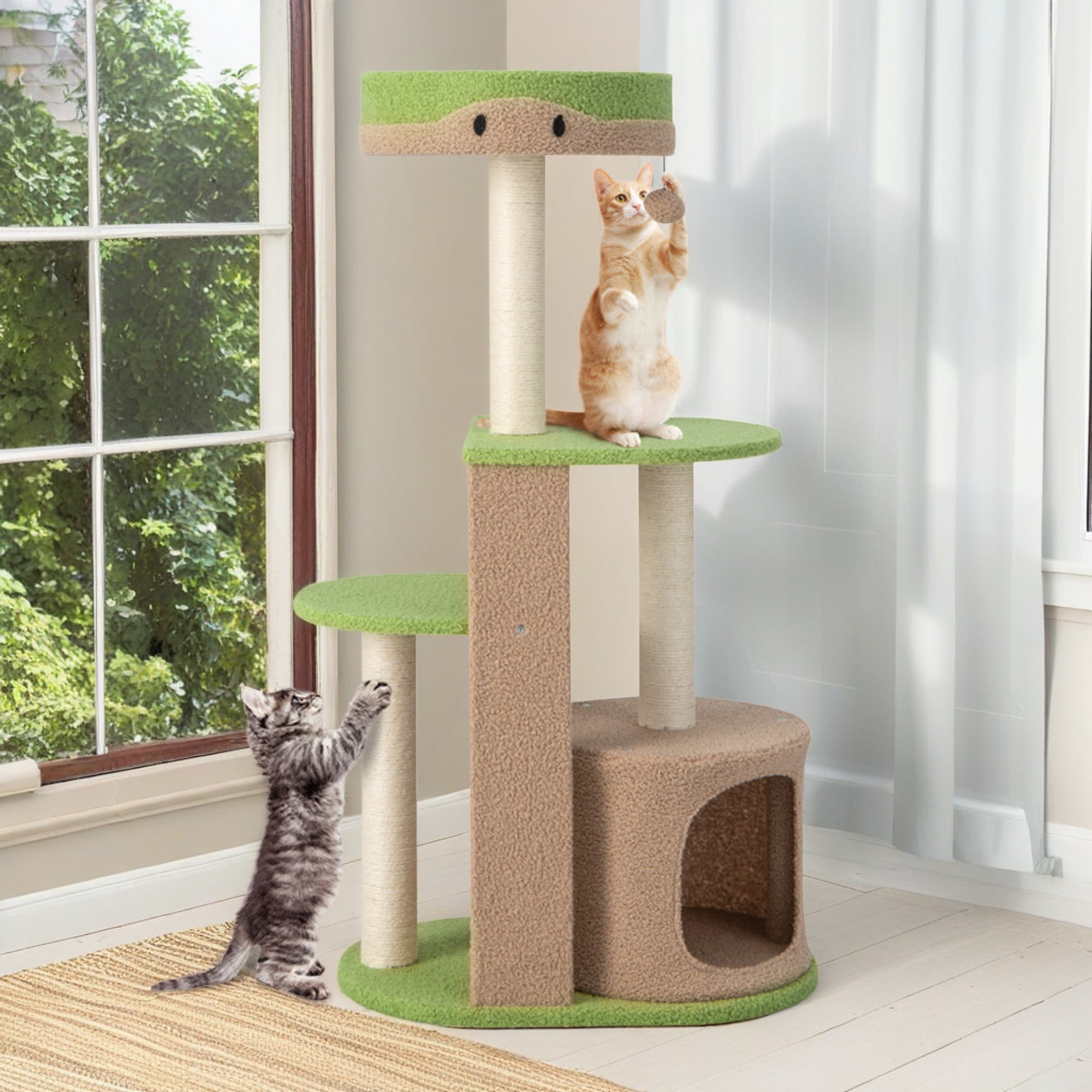 Pefilos 56" 5-Tier Cat Tree Tower for Indoor Cat Condo Sisal Scratching Posts with Jump Platform Cat Furniture Activity Center Play House, Green Pefilos 56" 5-Tier Cat Tree Tower for Indoor Cat Condo Sisal Scratching Posts with Jump Platform Cat Furniture Activity Center Play House, Green