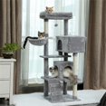 thumbnail image 1 of Pefilos 56" Cute Plush Cat Tree Climb Cat Tower with Sisal Rope Scratching Post, Gray, 1 of 7
