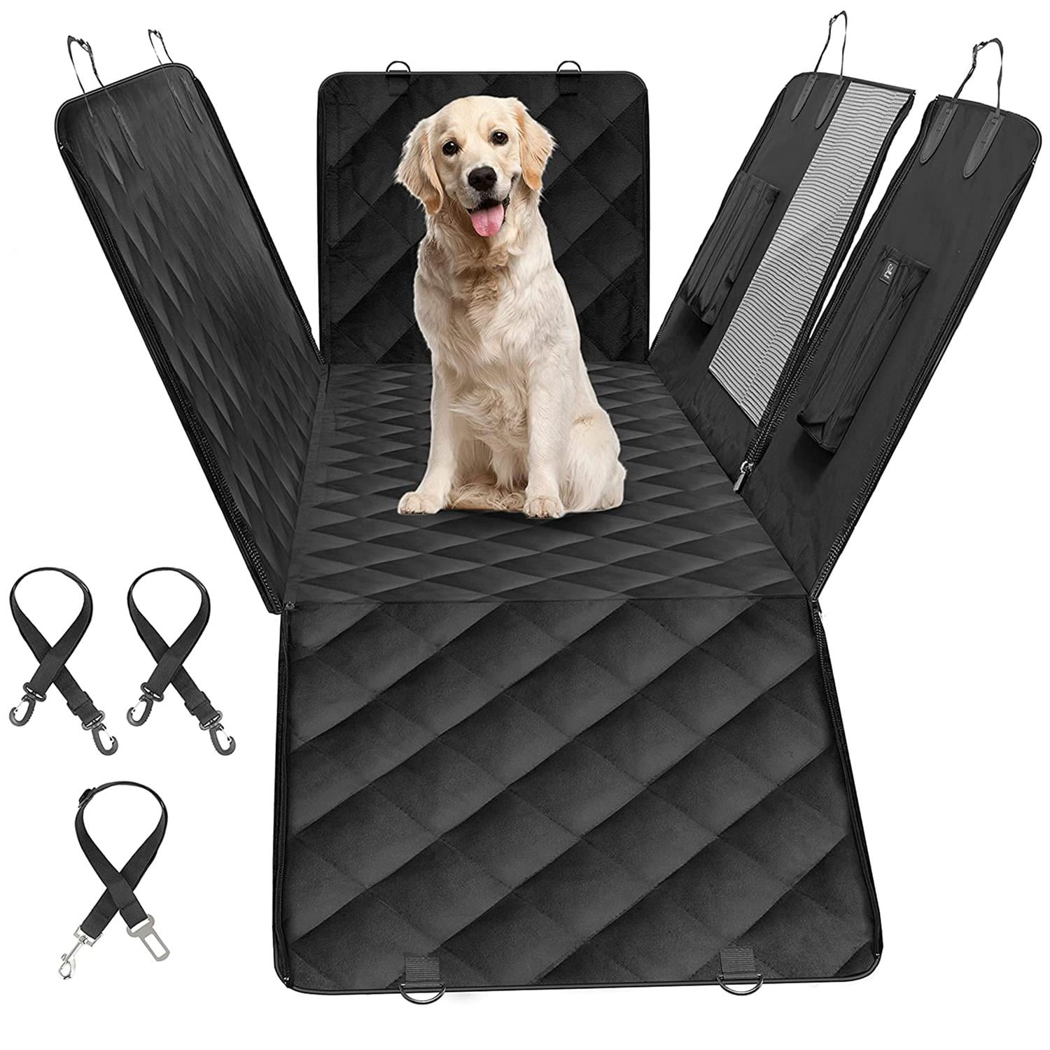 Pefilos 56" Dog Car Seat Cover for Back Seat, Waterproof Seat Protector Scratchproof Pet Hammock, Washable Nonslip Backseat Protection for Cars Trucks and SUVs, Black Pefilos 56" Dog Car Seat Cover for Back Seat, Waterproof Seat Protector Scratchproof Pet Hammock, Washable Nonslip Backseat Protection for Cars Trucks and SUVs, Black