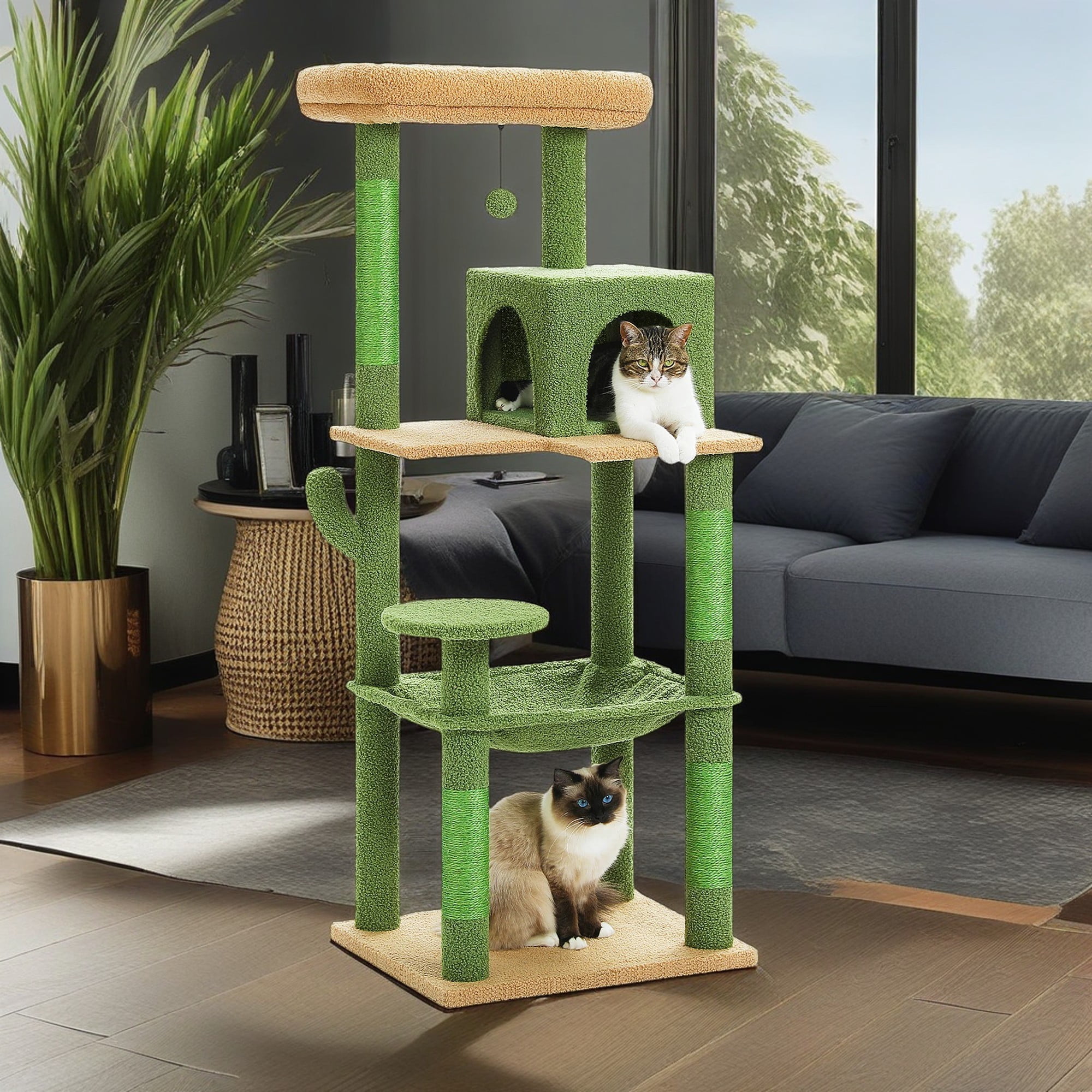 Pefilos 56" Multi-Level Cat Tree Tower for Indoor Cats with Sisal Scratching Posts, Cozy Cat Condo, Large Hammock and Plush Perches Cat Tree House for Large Cats, Gray Pefilos 56" Multi-Level Cat Tree Tower for Indoor Cats with Sisal Scratching Posts, Cozy Cat Condo, Large Hammock and Plush Perches Cat Tree House for Large Cats, Gray