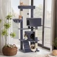 thumbnail image 1 of Pefilos 56" Multi-Level Cat Tree Tower for Large Cats with Top Perch, Hammock, Climbing Ladder and 2 Condos, Cat Tree House for Multiple Cats, Dark Gray, 1 of 8