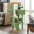 thumbnail image 1 of Pefilos 56" Multi-Level Cat Tree Tower for Large Cats with Top Perch, Hammock, Climbing Ladder and 2 Condos, Cat Tree House for Multiple Cats, Green, 1 of 8