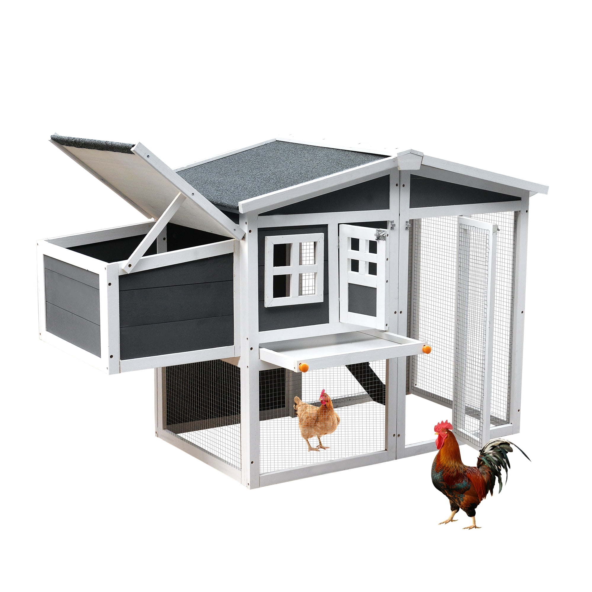 Pefilos 56" Waterproof Chicken Coop for Outdoor, Indoor Rabbit Hutch, Wood Hen House with Nesting Box, Removable Tray, Gray Pefilos 56" Waterproof Chicken Coop for Outdoor, Indoor Rabbit Hutch, Wood Hen House with Nesting Box, Removable Tray, Gray