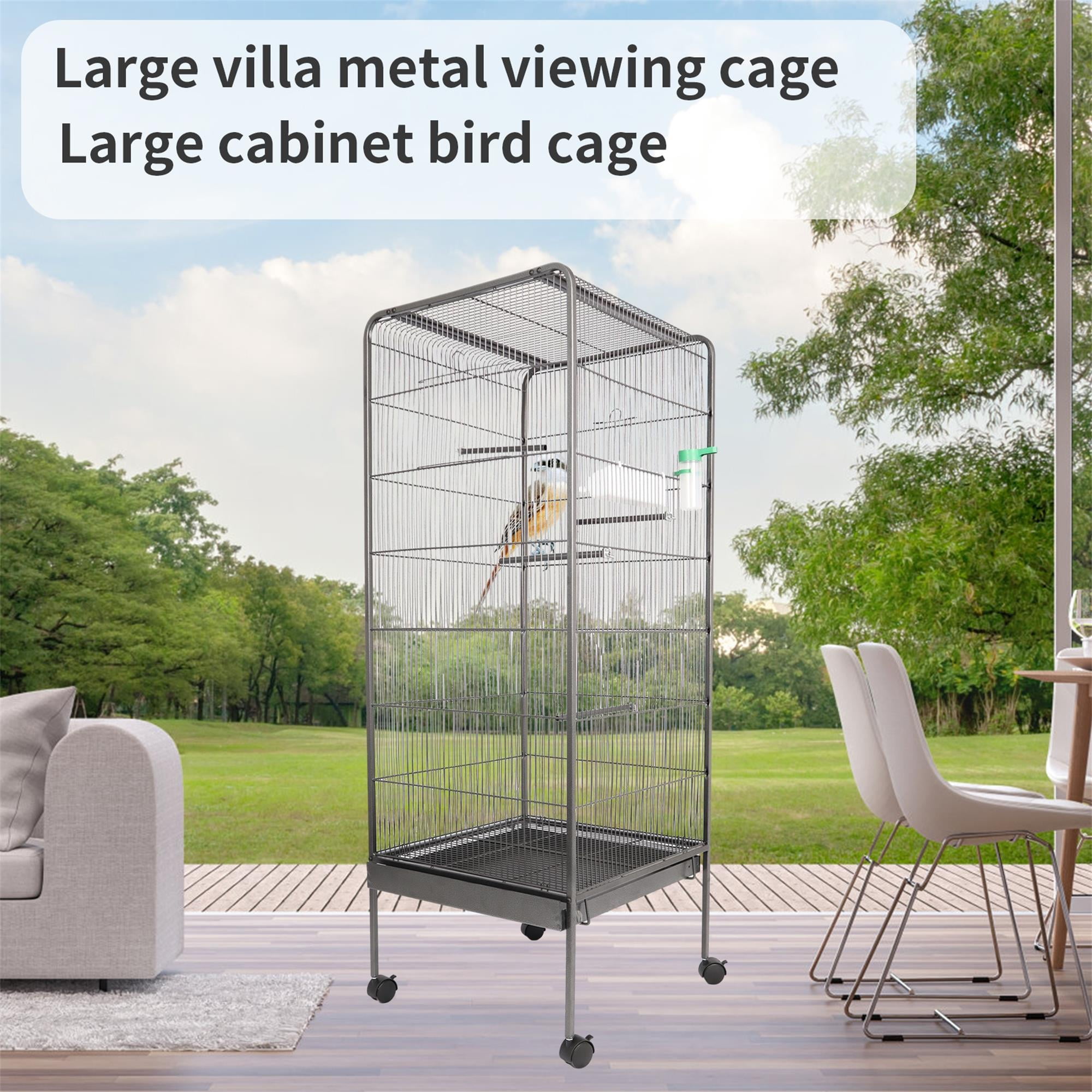 Pefilos 57" Bird Cage for Parakeets, Green Cheek Conures, Pigeons, Indoor Bird Aviaries with Rolling Stand, Metal Bird Aviaries Bird's Nest, Gray Pefilos 57" Bird Cage for Parakeets, Green Cheek Conures, Pigeons, Indoor Bird Aviaries with Rolling Stand, Metal Bird Aviaries Bird's Nest, Gray