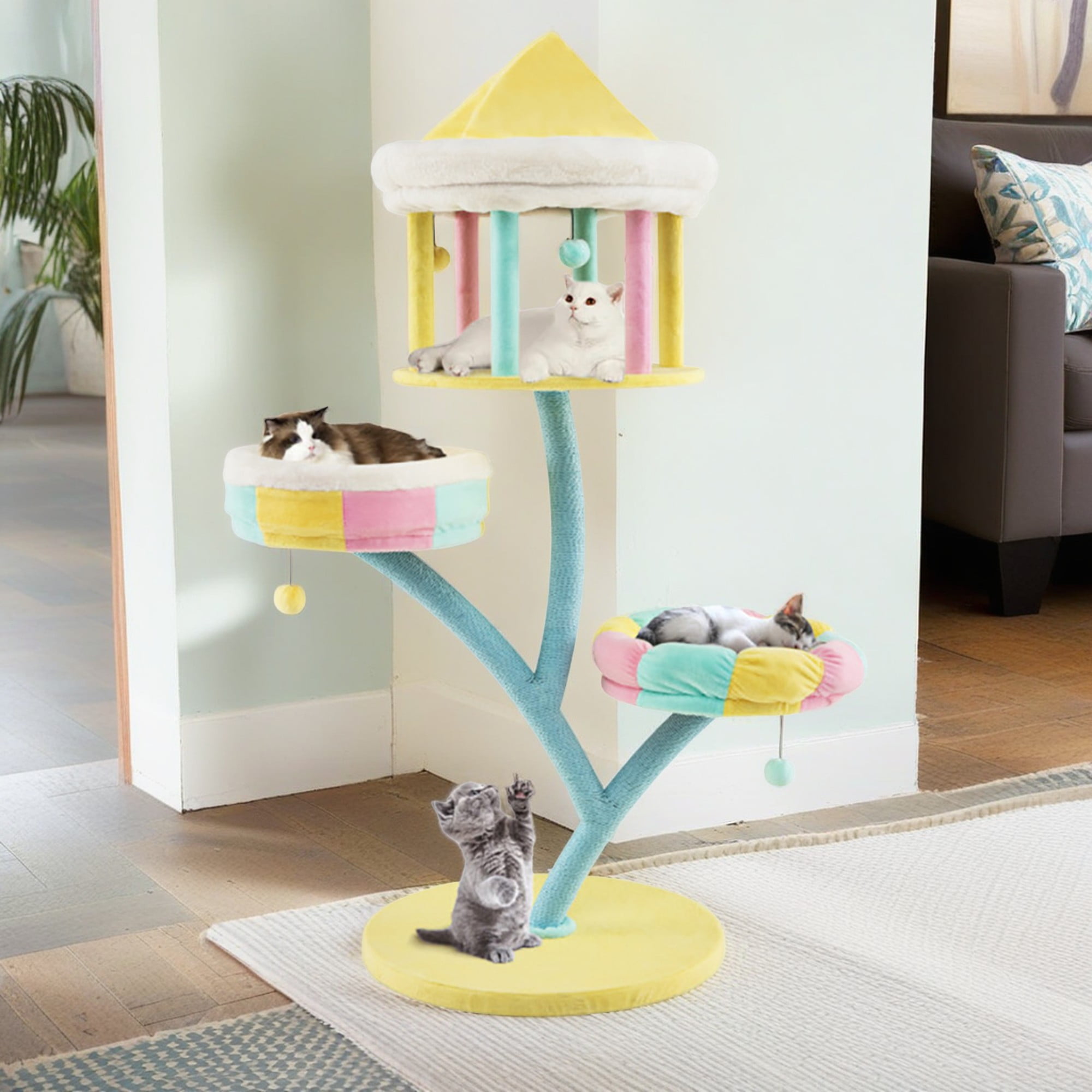 Pefilos 57" Modern Cat Tree Tower for Indoor Cats with Perch, Cat Condo, Cat Tree House with Scratching Posts for Large Cats, Color Pefilos 57" Modern Cat Tree Tower for Indoor Cats with Perch, Cat Condo, Cat Tree House with Scratching Posts for Large Cats, Color