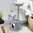 thumbnail image 1 of Pefilos 42" Cat Tree Tower, Small Cat Condo with Curved Metal Supporting Frame, Cat Tree House with Perch and Hanging Ball, Gray, 1 of 7