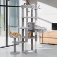 thumbnail image 1 of Pefilos 59" Multi-Level Cat Tree House with Large Hammock, Scratching Post, 2 Perches, Cat Tower with 3 Removable Pompom Sticks, Cat Condo, Gray, 1 of 8