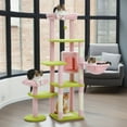 thumbnail image 1 of Pefilos 59" Multi-Level Cat Tree House with Large Hammock, Scratching Post, 2 Perches, Cat Tower with 3 Removable Pompom Sticks, Cat Condo, Pink, 1 of 8