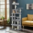 thumbnail image 1 of Pefilos 64" Multi-Level Cat Tree Tower with Sisal Scratching Posts, Cat Condo with Hammock and Top Perch for Indoor Cats, Gray, 1 of 8
