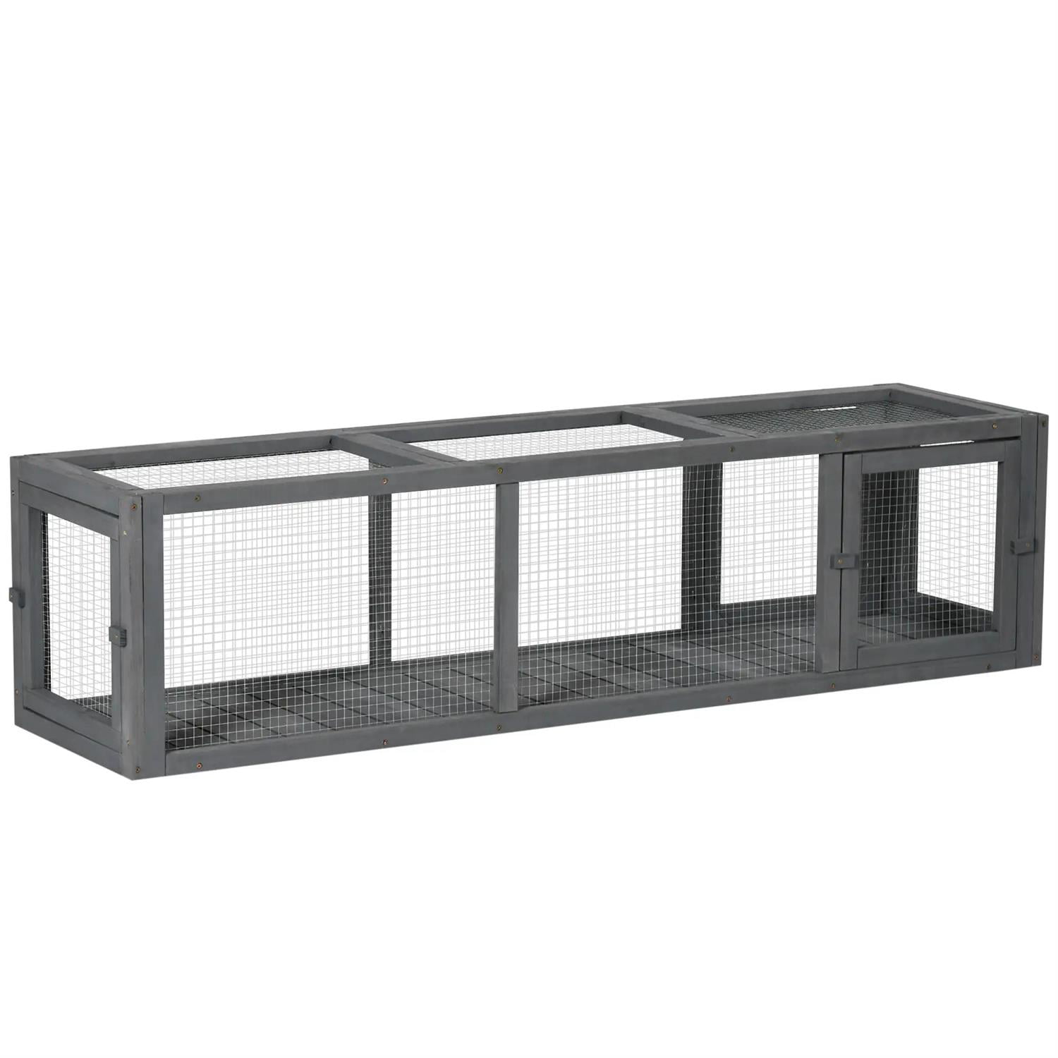 Pefilos 59" Outdoor Cat Tunnel with Weather Protection, Connecting Inside and Outside, Wooden Catio House for Deck Patios, Balconies, Indoor Cat Enclosure, Gray