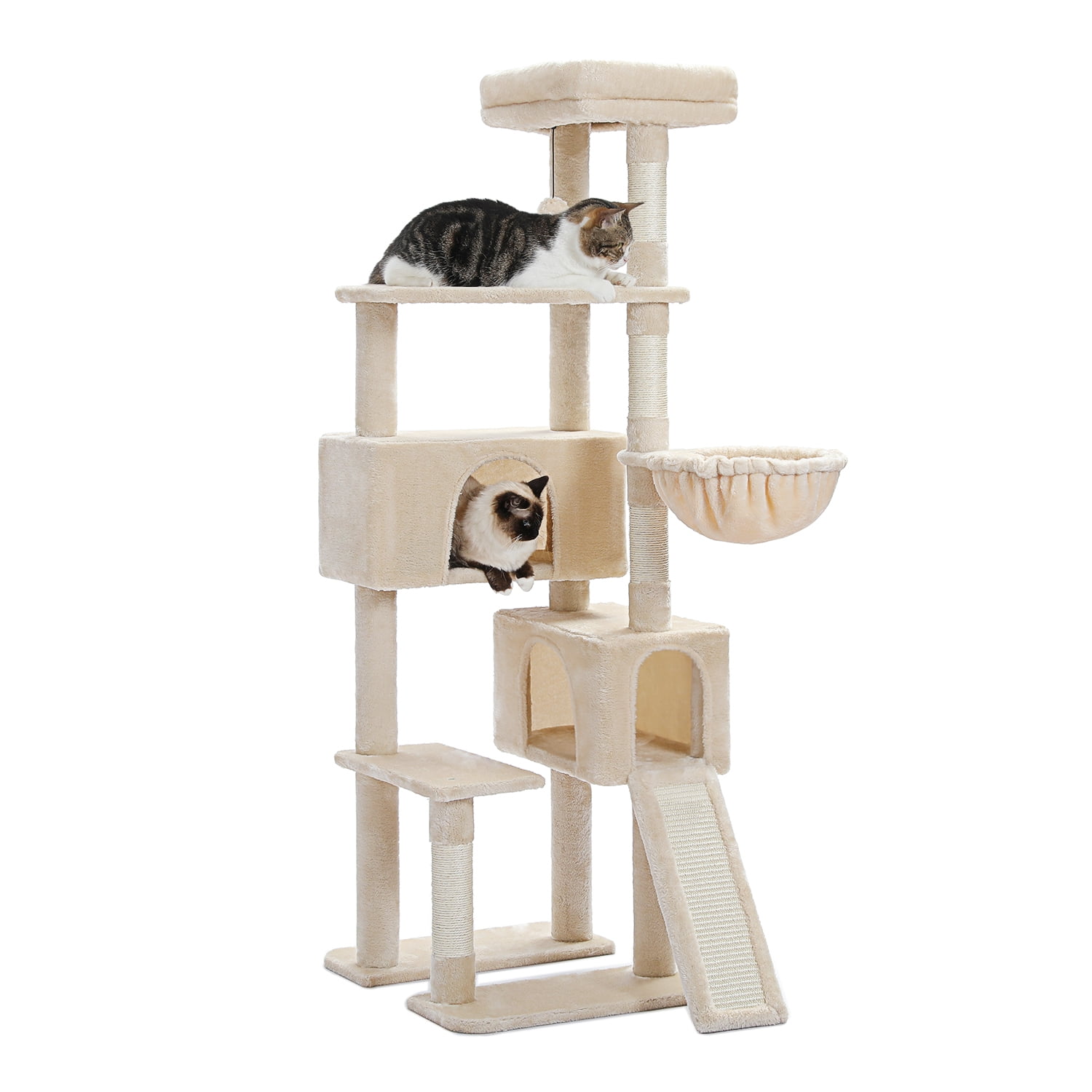 Pefilos 60" Cat Tree Tower for Indoor Cats, Cute Sisal Rope Cat Condo for Adult Cats Plush Cat Climb Tree, Beige Pefilos 60" Cat Tree Tower for Indoor Cats, Cute Sisal Rope Cat Condo for Adult Cats Plush Cat Climb Tree, Beige