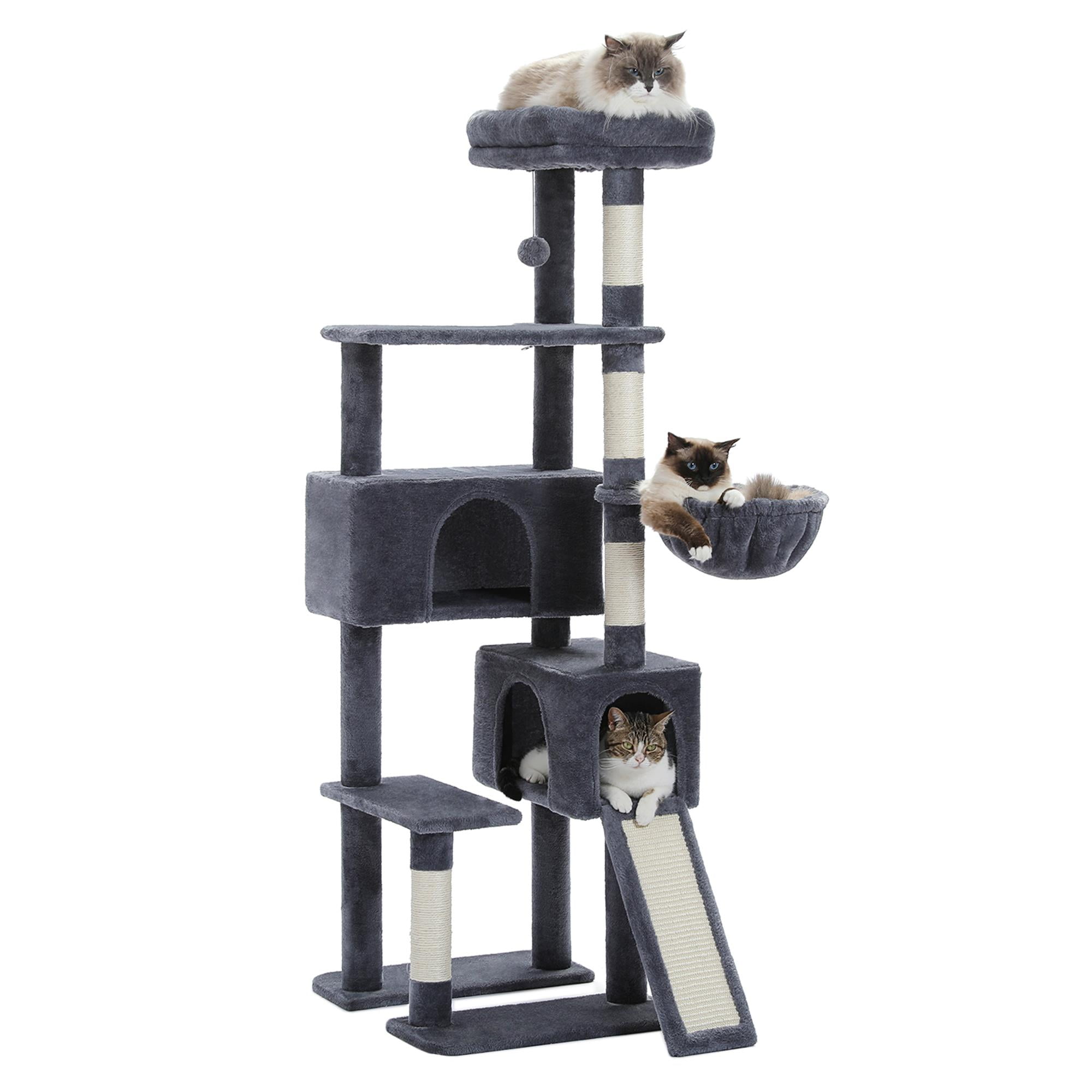 Pefilos 60" Cat Tree for Indoor Cats with Scratching Posts Cat Condo, Cat Tree Tower House, Gray Pefilos 60" Cat Tree for Indoor Cats with Scratching Posts Cat Condo, Cat Tree Tower House, Gray