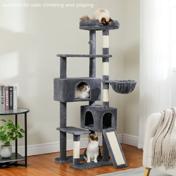 Pefilos 61" Cat Tree Tower for Indoor Cats with Platform and Scratching Posts, Cat Condo Cat Tree House in Pet Supplies, Gray