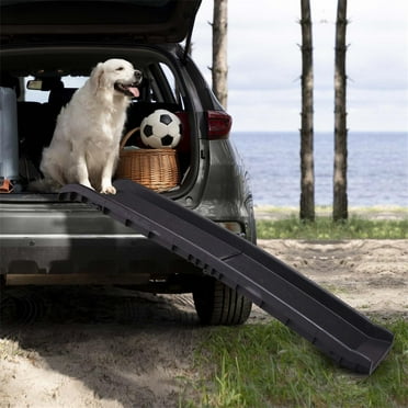 Pefilos 60 Inch Portable Pet Ramp for Large Dogs, Deluxe Telescoping Dog Ramp for Cars, Trucks, & SUVs, Supports up to 165 lb, Easy Storage, Black