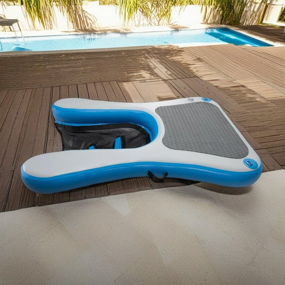 Pefilos 60" Inflatable Dock Platform Safe and Easy Water Access for Dogs Up to 230 lbs, Floating Dog Water Ramp Ladder Non-Slip EVA Foam, Blue