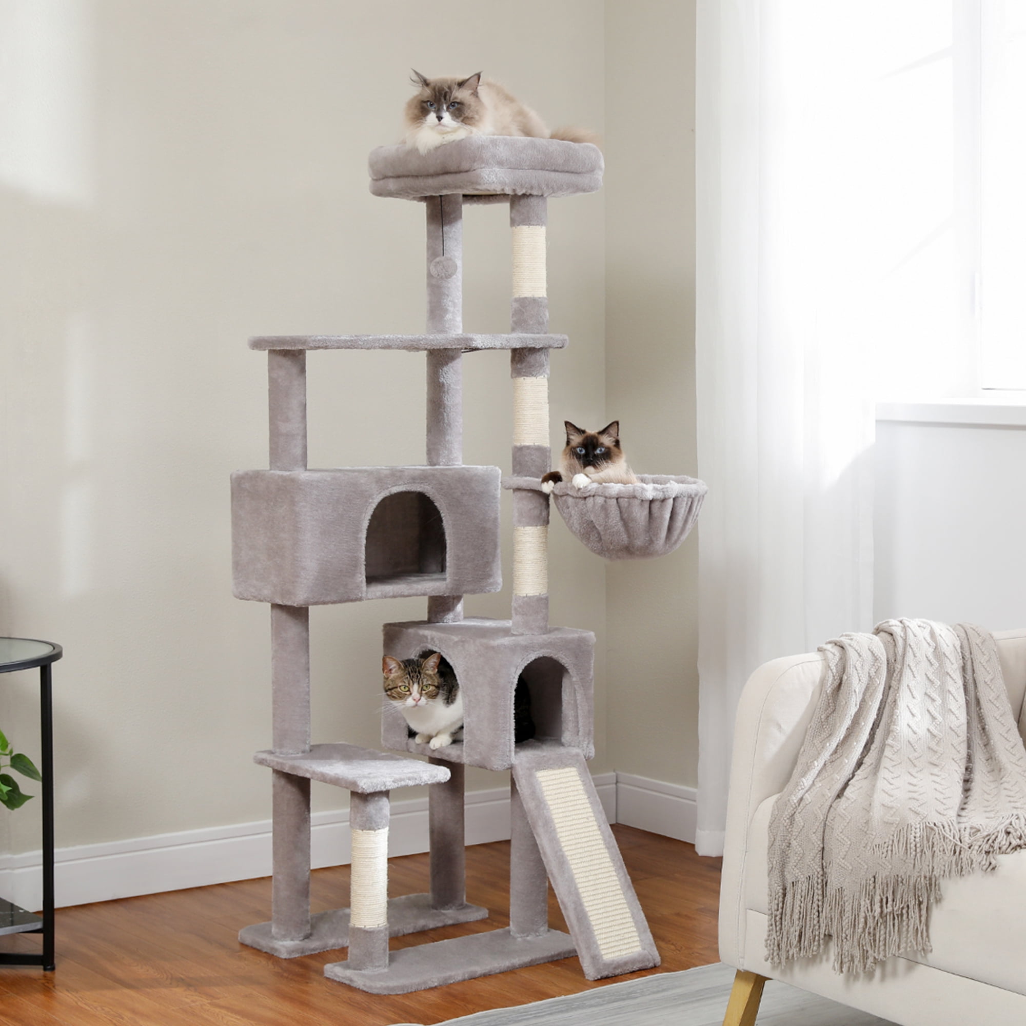 Pefilos 61" Cat Tree Tower for Indoor Cats with Platform and Scratching Posts, Cat Condo Cat Tree House in Pet Supplies, Gray Pefilos 61" Cat Tree Tower for Indoor Cats with Platform and Scratching Posts, Cat Condo Cat Tree House in Pet Supplies, Gray