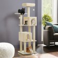 thumbnail image 1 of Pefilos 62" Modern Cat Tree Tower with 2 Condos, 4 Cat Scratching Posts, Cat Tree House for Indoor Cats with Removable Soft Perches, Beige, 1 of 9