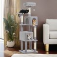 thumbnail image 1 of Pefilos 62" Modern Cat Tree Tower with 2 Condos, 4 Cat Scratching Posts, Cat Tree House for Indoor Cats with Removable Soft Perches, Gray, 1 of 9