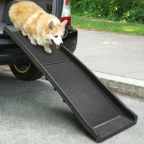 Pefilos 62" Portable Foldable Pet Ramp with Siderails, Non-Slip for Large Dogs Cats Black