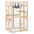 thumbnail image 1 of Pefilos 64" Cat House Outdoor Catio Cat Enclosures Wooden Kitty House with Platforms, Waterproof Roof, Hammock, Beige, 1 of 9