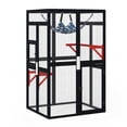 thumbnail image 1 of Pefilos 64" Gothic Cat House Outdoor Catio Cat Enclosures Wooden Kitty House with Platforms, Waterproof Roof, Hammock, Black, 1 of 12