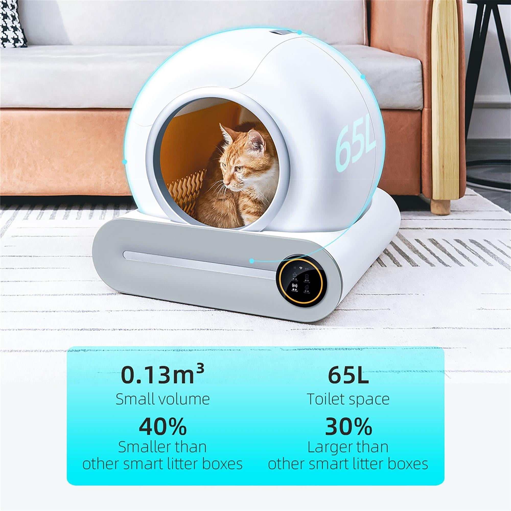 PET001 Self-Cleaning Cat Litter Box for Multiple Cats with APP Control