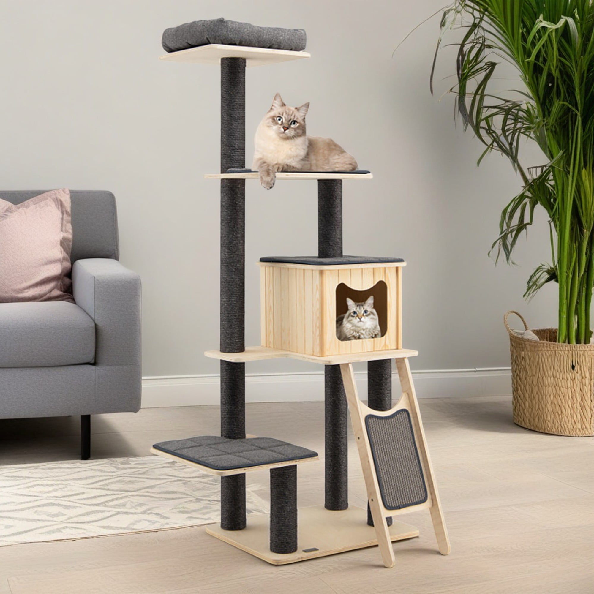 Pefilos 69" Modern Cat Tree Tower for Indoor Cats, 5-Tier Cat Condo with Scratching Posts, Perch, Washable Removable Cushions, Cat Furniture, Gray Pefilos 69" Modern Cat Tree Tower for Indoor Cats, 5-Tier Cat Condo with Scratching Posts, Perch, Washable Removable Cushions, Cat Furniture, Gray