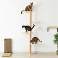 thumbnail image 1 of Pefilos 69" Wall Mounted Cat Tree for Indoor Cats 4-Tier Floor Tall Kitty Climbing Activity Center with Scratching Post, Cat Tree Tower with Hammock, Dangling Ball Upgraded, Beige, 1 of 15