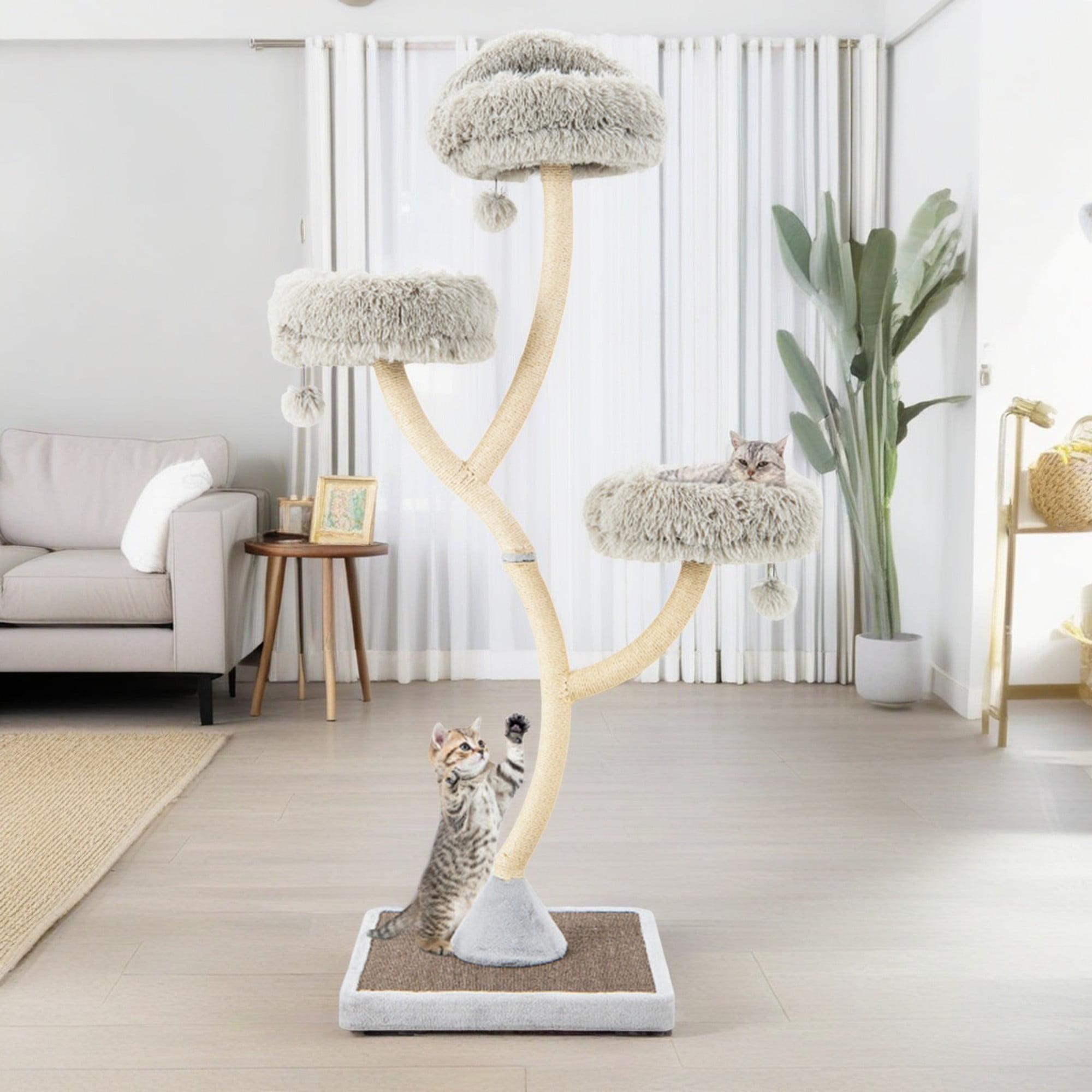 Pefilos 70" Modern Cat Tree Tower for Indoor Cats, Large Cat Condo with Scratching Post and Removable Pads for Small Large Cats, Gray Pefilos 70" Modern Cat Tree Tower for Indoor Cats, Large Cat Condo with Scratching Post and Removable Pads for Small Large Cats, Gray