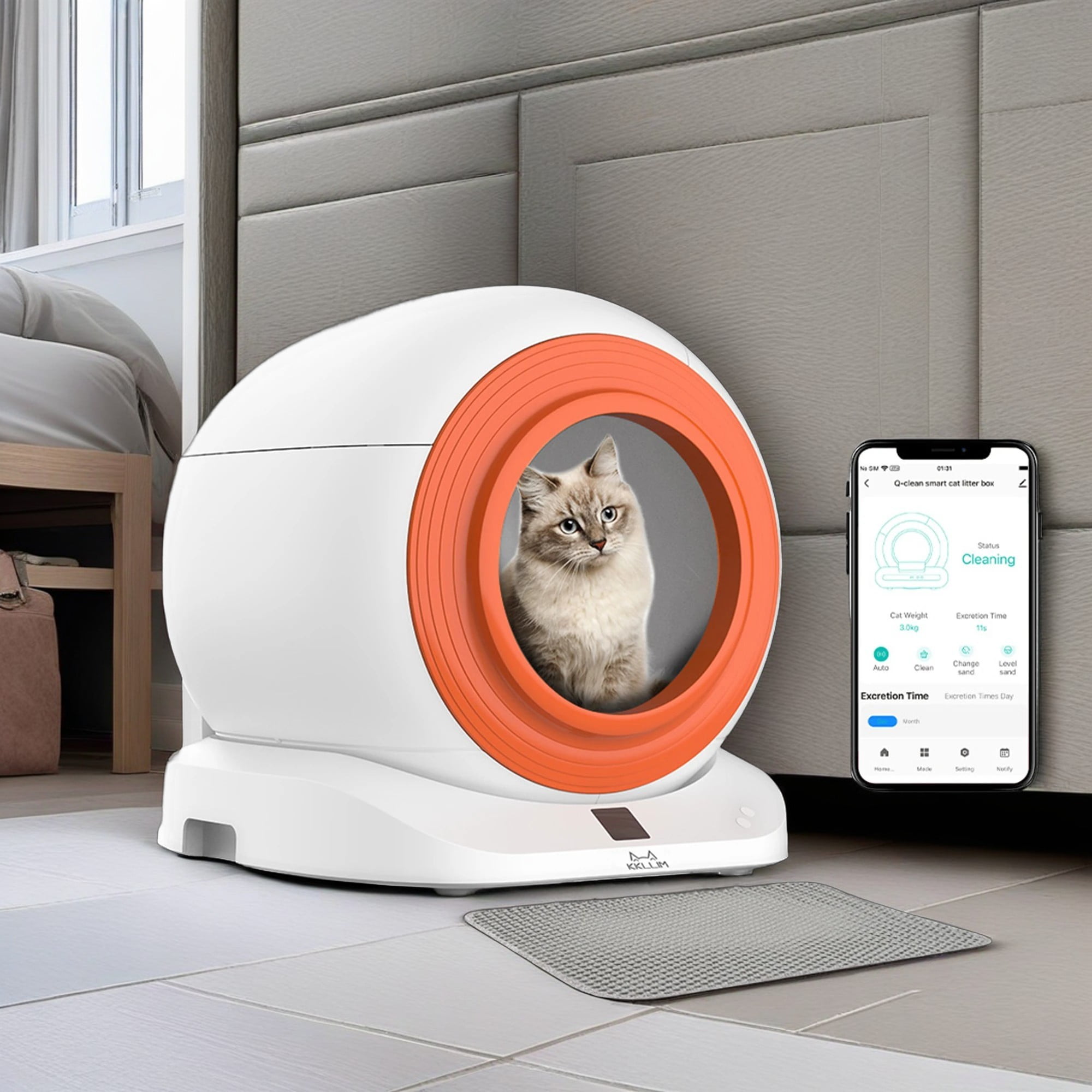 Pefilos 65L Self Cleaning Cat Litter Box, Automatic Cat Litter Box Self Cleaning, Support 2.4G/5G, Anti-Pinch/Health Monitoring/Odor-Removal, White Pefilos 65L Self Cleaning Cat Litter Box, Automatic Cat Litter Box Self Cleaning, Support 2.4G/5G, Anti-Pinch/Health Monitoring/Odor-Removal, White
