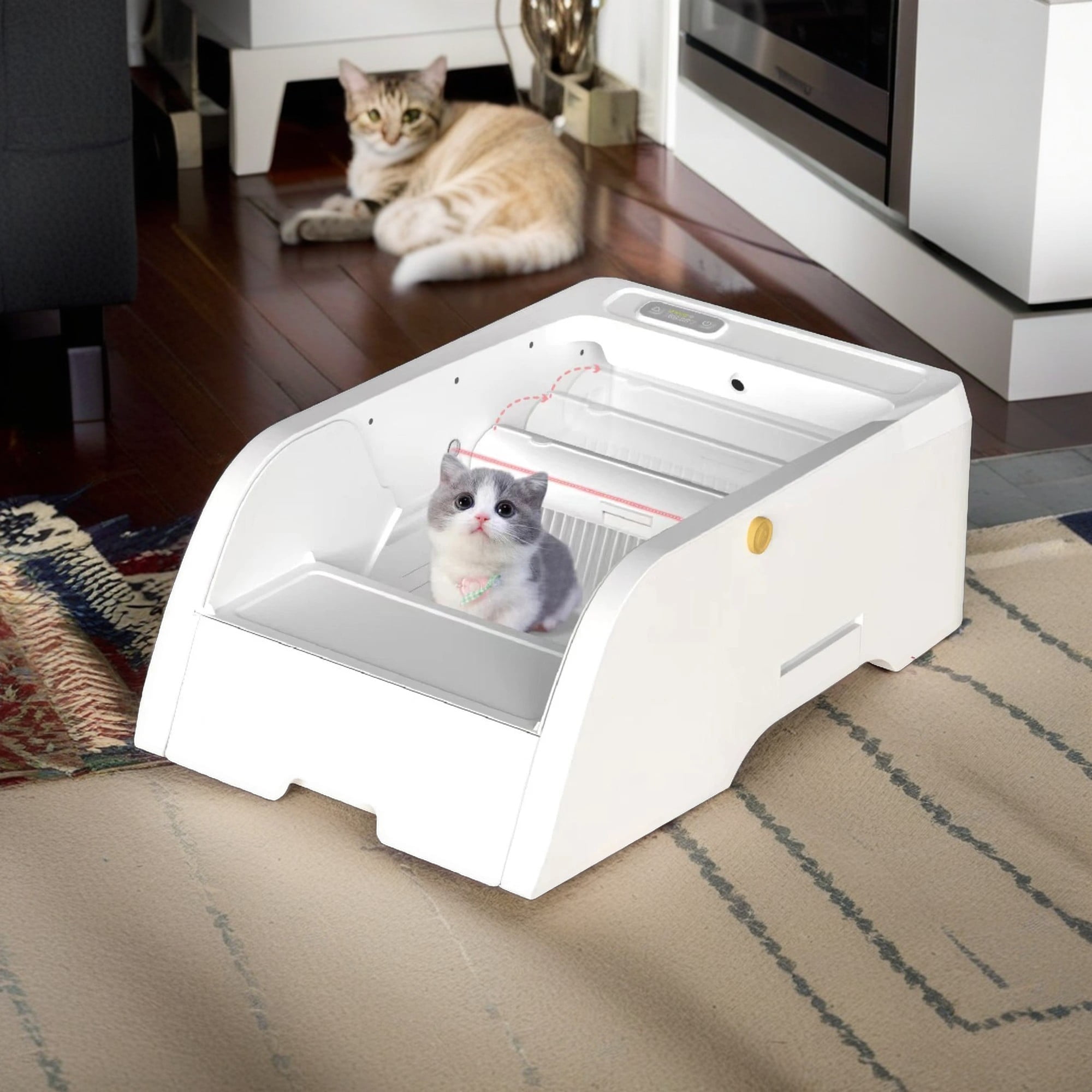 Pefilos Automatic Self Cleaning Cat Litter Box, Superior Odor Control, Never Scoop Litter Again for Single and Multi-Cat Households, White Pefilos Automatic Self Cleaning Cat Litter Box, Superior Odor Control, Never Scoop Litter Again for Single and Multi-Cat Households, White
