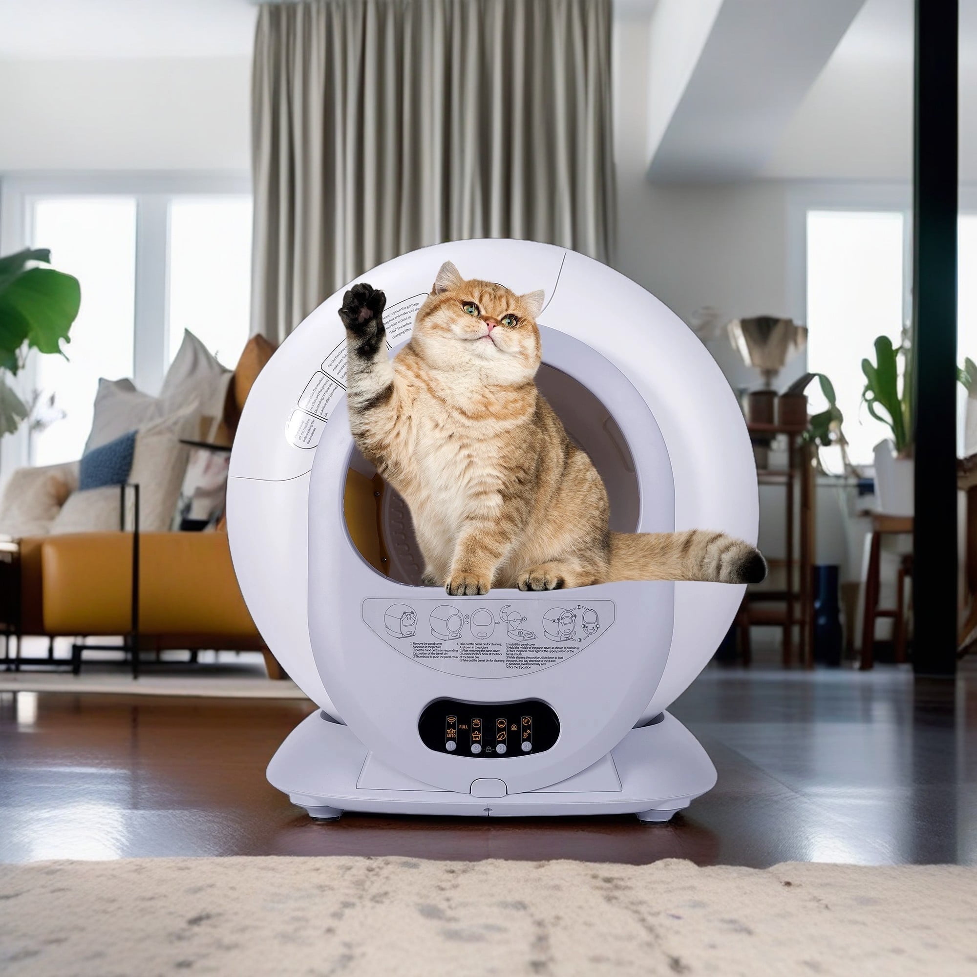 Pefilos 65L Self Cleaning Cat Litter Box for Multiple Cats, App Control Support 2.4G WiFi /Odor Removal Automatic Cat Litter Box with 9L Collection Bin, Gray Pefilos 65L Self Cleaning Cat Litter Box for Multiple Cats, App Control Support 2.4G WiFi /Odor Removal Automatic Cat Litter Box with 9L Collection Bin, Gray