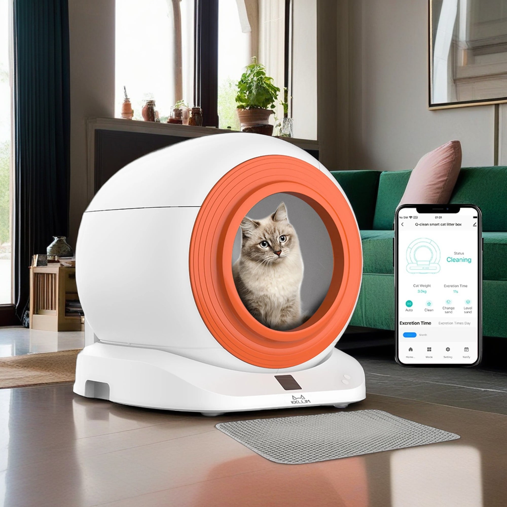Pefilos 65L Self Cleaning Cat Litter Box for Multiple Cats, App Control/Odor Removal Automatic Cat Litter Box, White Pefilos 65L Self Cleaning Cat Litter Box for Multiple Cats, App Control/Odor Removal Automatic Cat Litter Box, White
