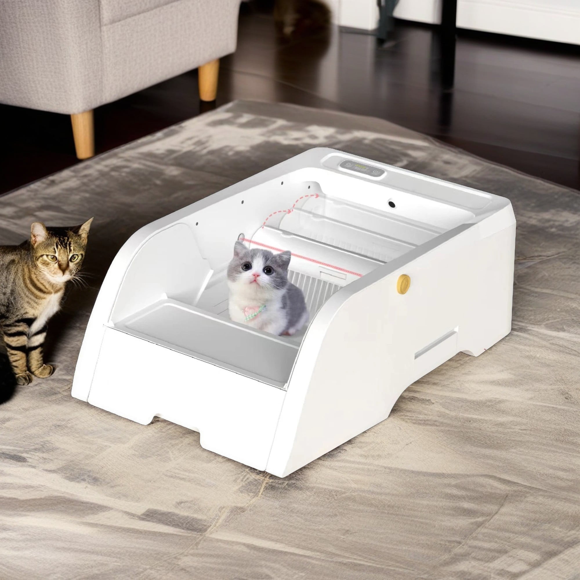 Pefilos Self-Cleaning Cat Litterbox, Never Scoop Litter Again, Less Tracking, Better Odor Control, White Pefilos Self-Cleaning Cat Litterbox, Never Scoop Litter Again, Less Tracking, Better Odor Control, White