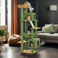 thumbnail image 1 of Pefilos 71" Large Cat Tree Tower for Indoor Cats, Multi-Level Cat Tree House with Padded Perches, Scratcher, Hammock, 2 Cozy Cat Condos and Scratching Posts, Green, 1 of 7