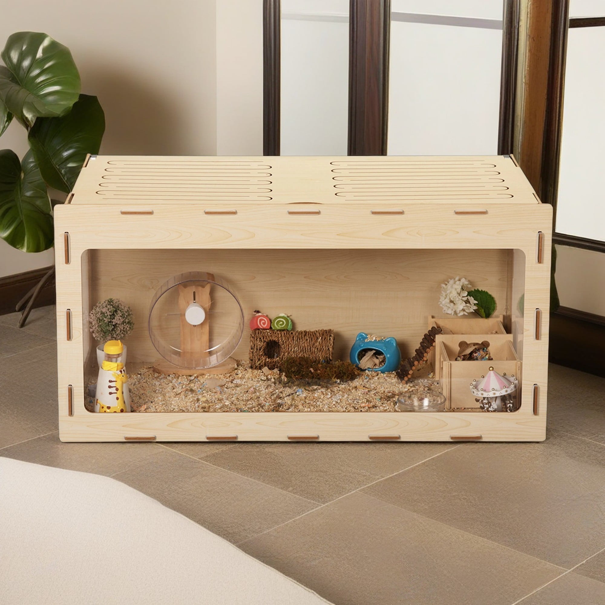 Pefilos 41" Guinea Pig Cage Hamster Pet Cages for Small Animals Hutch House (Decoration in cages not included), Beige Pefilos 41" Guinea Pig Cage Hamster Pet Cages for Small Animals Hutch House (Decoration in cages not included), Beige