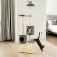 thumbnail image 1 of Pefilos 75" Modern Cat Tree Tower for Indoor Cats, 6-level Large Wood Cat Condo with Scratching Post and Removable Pads for Small Large Cats, Gray, 1 of 8