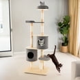 thumbnail image 1 of Pefilos 75" Wood Cat Tree Tower for Indoor Cats, Multi-Level Cat Condo with Scratching Posts, Perch, Washable Removable Cushions, Cat Furniture, Gray, 1 of 8