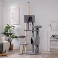 thumbnail image 1 of Pefilos (78-104)" Adjustable Cat Tree Tower for Indoor Cats, Multi-Level Cat Condo Furniture Scratch Post for Kittens, Cat Tree House with Hammock, Gray, 1 of 20