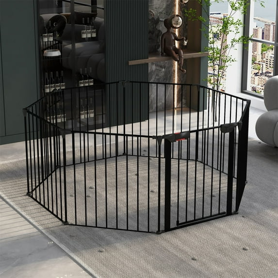 Pefilos 8 Panel Play Yard Dog Playpen for Multiple Sizes of Dog, Designed for Camping, Dog Fences Indoor, Black