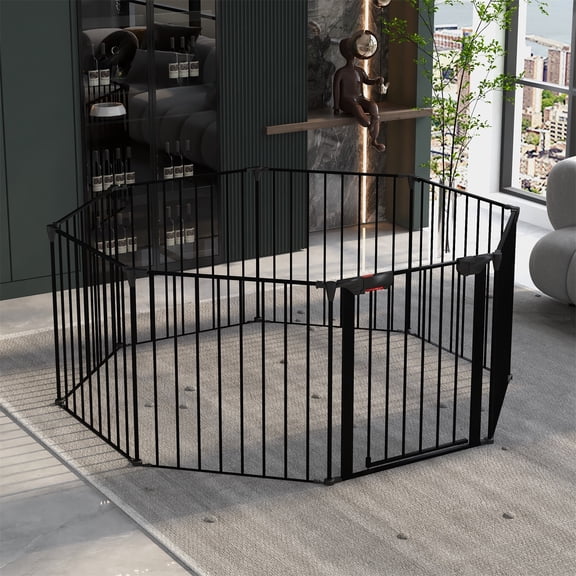 Pefilos 8 Panel Play Yard Dog Playpen for Multiple Sizes of Dog, Designed for Camping, Dog Fences Indoor, Black